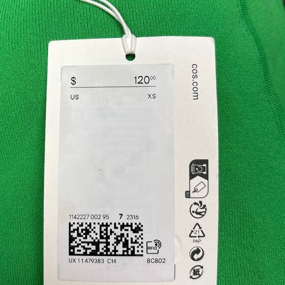 COS NWT Green Sleeveless High Neck Pullover Stretch Mini Bodycon Dress Size XS - Picture 8 of 13